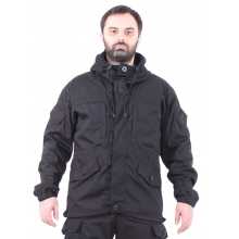 (Д732)  Куртка Горка рип-стоп на флисе черная