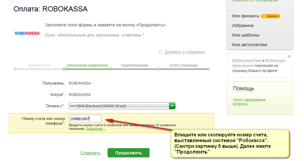 На фото скриншот страницы с формой перевода для оплаты счета системы Робокасса.